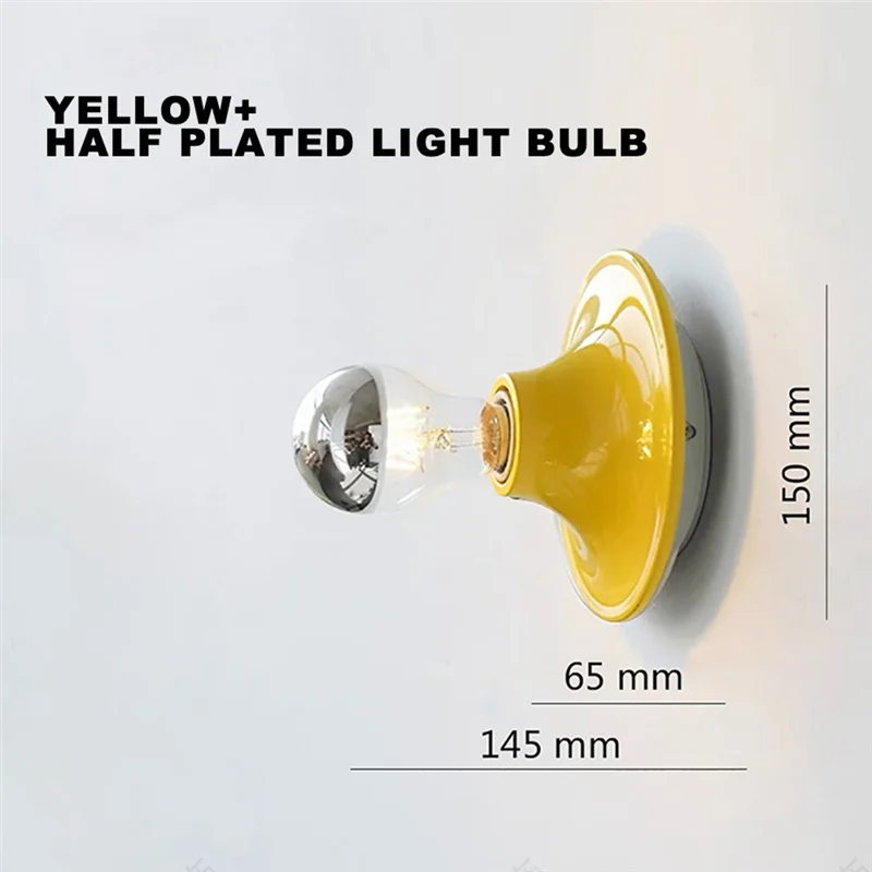 

AT14 For Home Bedroom Background LED Macaron Wall Lamp Bedside E27 Socket Colorful For Retro Living Room Light Design Yellow