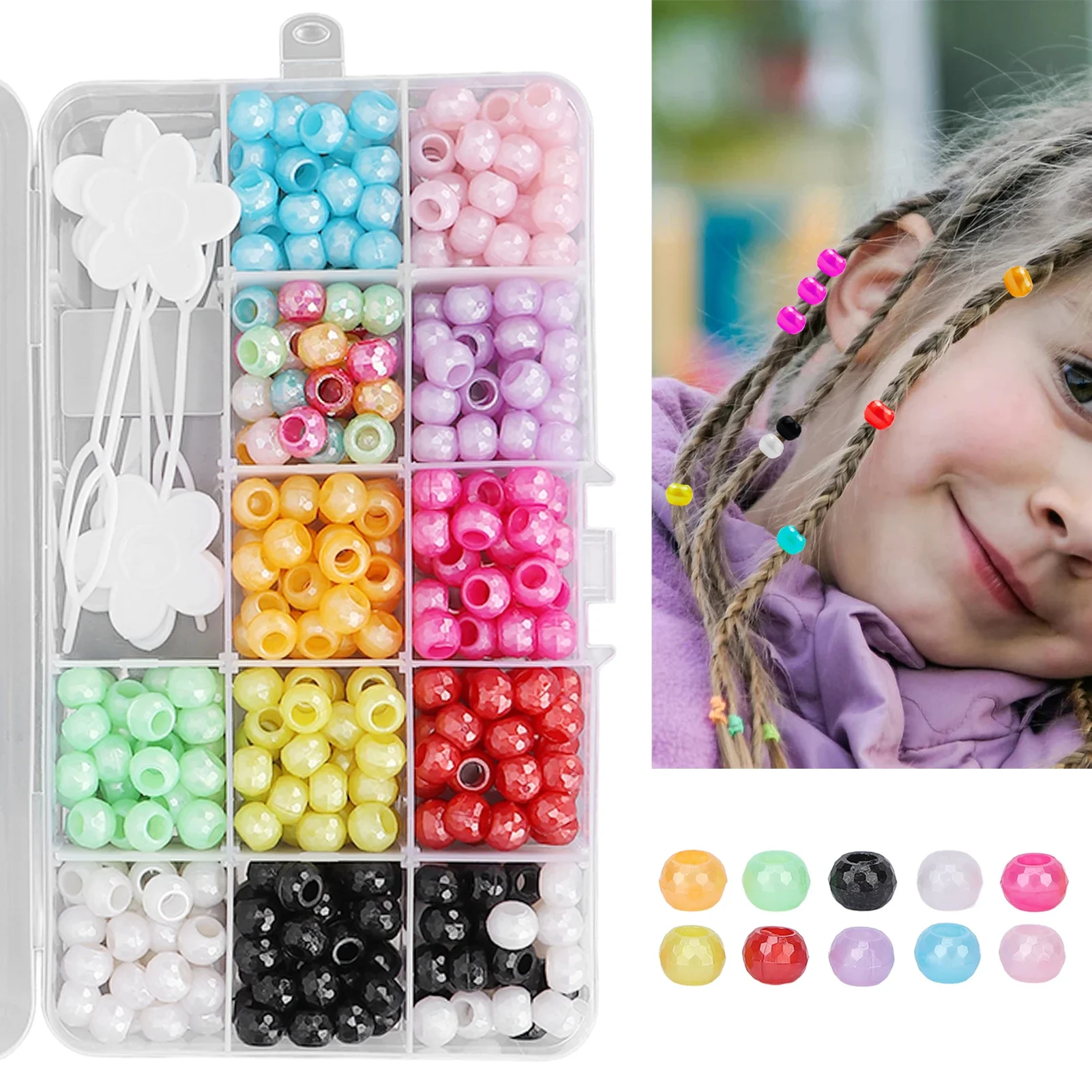 365pcs Hair Dreadlocks Colorful Hair Braiding Beads DIY Hair Beard Decoration Accessories