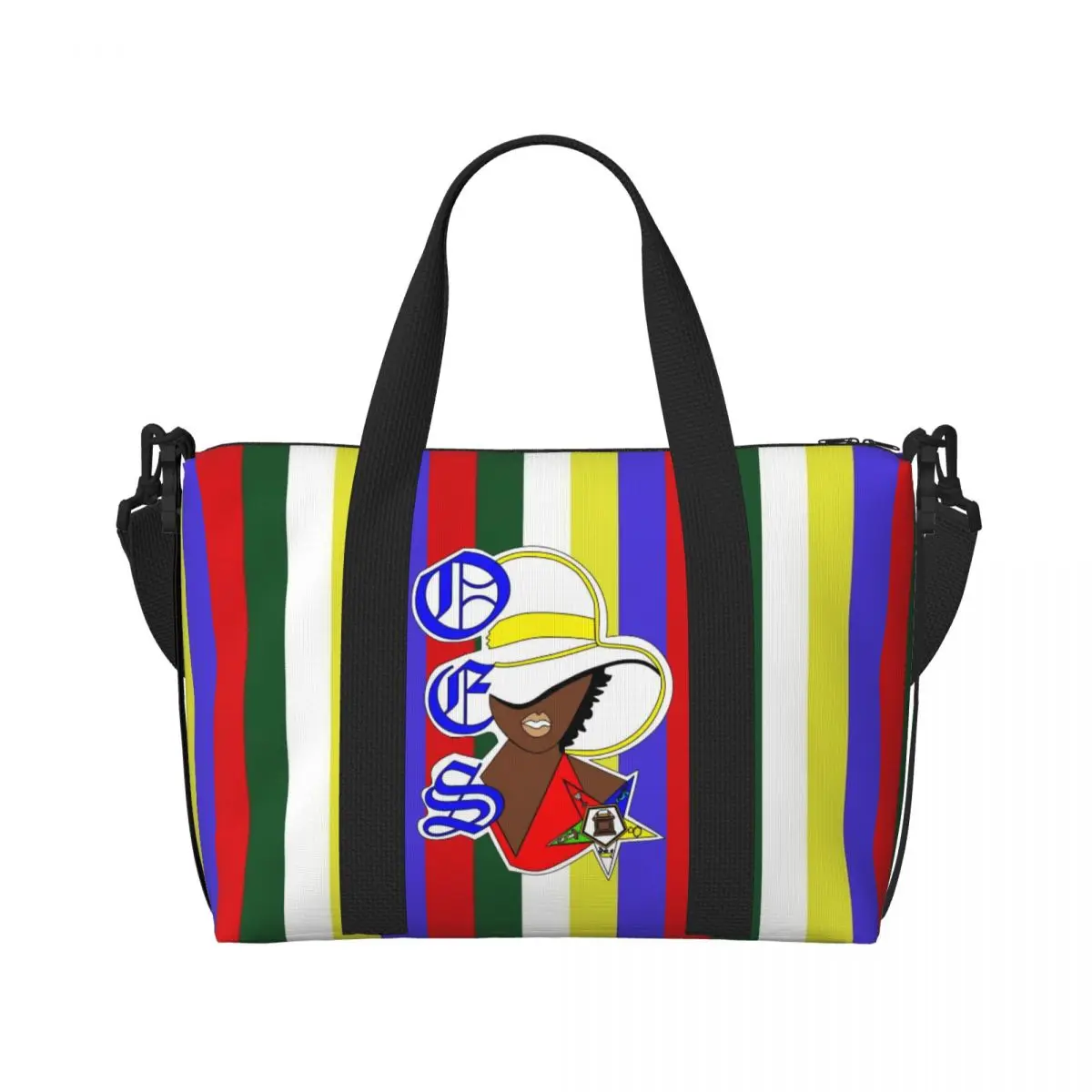 Custom Large Order Of The Eastern Star Tote Bag for Women Freemasonry Shoulder Shopping Beach Gym Travel Bag