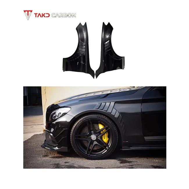 CARBON Carbon Weave in Glossy Finish universal rear spoilers Dry Carbon Fiber Wheel Fenders For BENZ AMG C63 W205