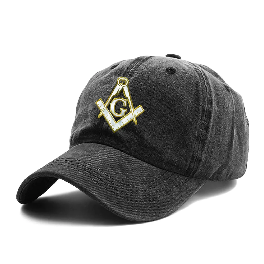 

Bling Logo Baseball Caps Peaked Cap Freemason Gold Square Compass Sun Shade Hats for Men Women