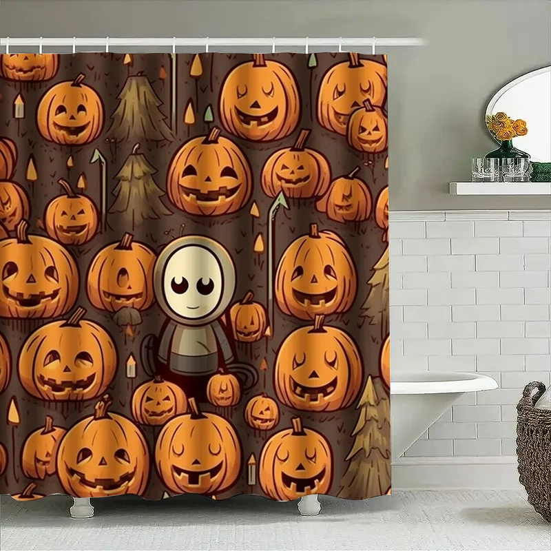 

1PCHalloween Cartoon Pumpkin Shower Curtain for Bathroom Kids Baby Room Decoration