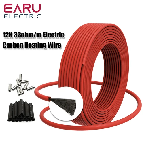 Cable de suelo cálido infrarrojo de 50-200 metros, bobina de Cable de calefacción de carbono eléctrica de 12K, 33ohm/m, alambre de fibra de 3,0mm, engrosamiento de línea directa de suelo