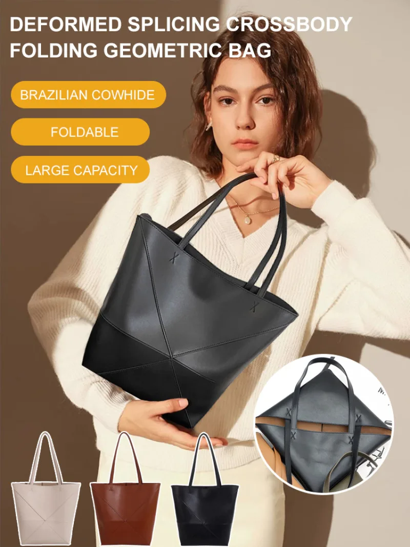 

Large Capacity Bucket Bag Luxury Thread Shoulder Handbag Ladies Casual Foldable Commuting Bags Fashion Elegant Women's Crossbody