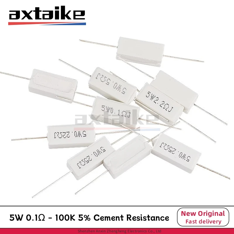 

10PCS 5W 0.1Ω - 100K 5% Cement Resistance 0.25Ω 0.33Ω 0.47Ω 0.5Ω 2.2Ω 4.7Ω 5Ω 10Ω 47Ω 470Ω 10K ohm 5W0.5RJ Ceramic Composition
