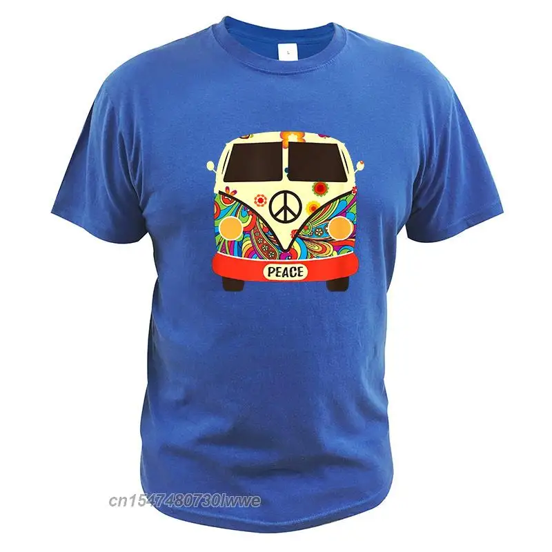 Hippies Peace And Love Vintage T Shirt Trip Car Graphic Hippy Festival Tshirt Eu Size Cotton Graphic Print Tops Tee