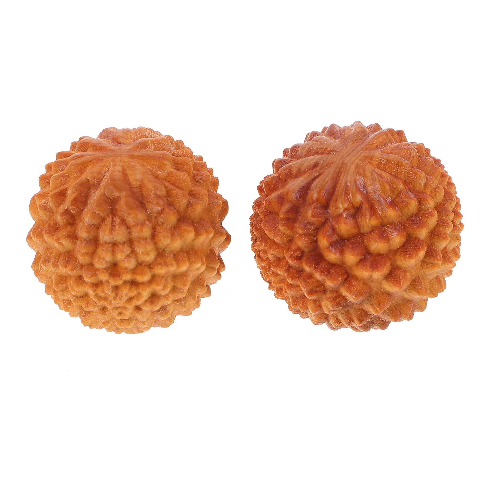 

2 Pcs Massage Ball Rolling Hand Massager Wood Training Balls Durian-shaped Handballs Wooden