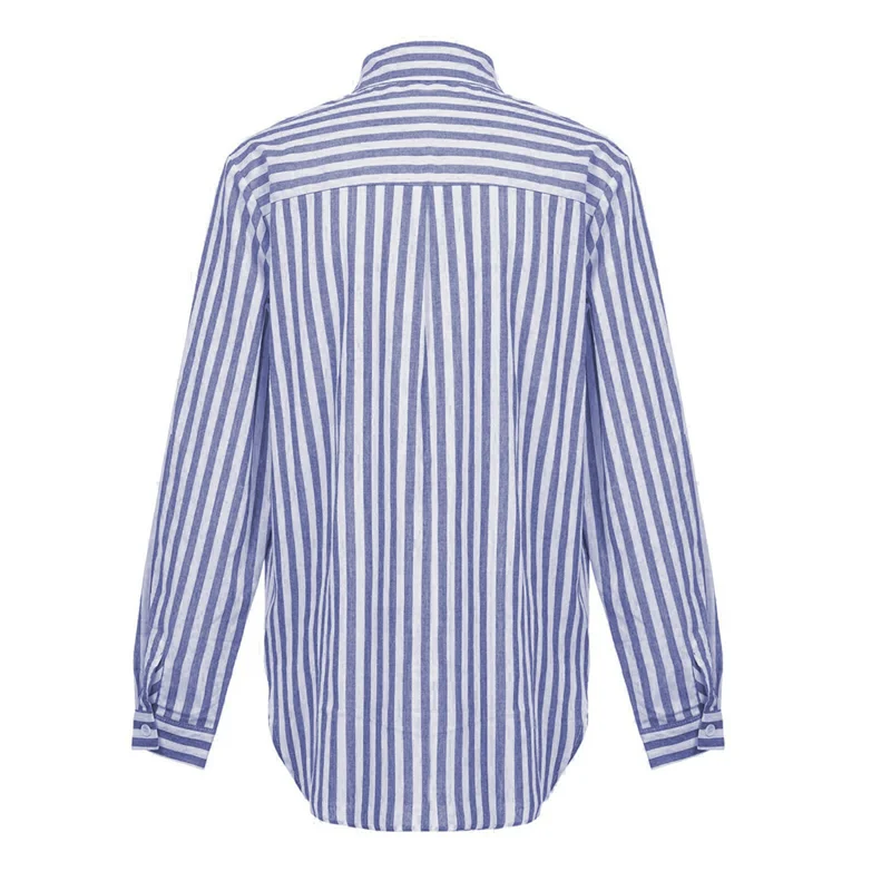 

ABRT-Women's Striped Button Down Shirts Casual Long Sleeve Stylish V Neck Blouses Tops With Pockets