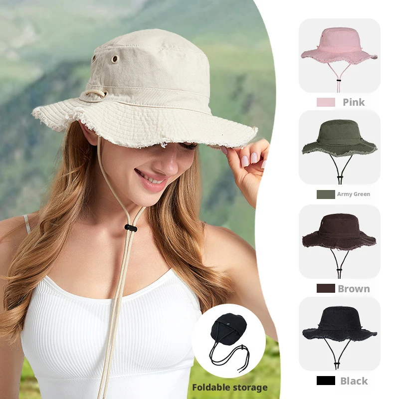 Large Brim Bucket Hat for Big Head Men Women Foldable Sun Hat Wide Brim UV Protection Outdoor Cap for Hiking Travel Beach with A