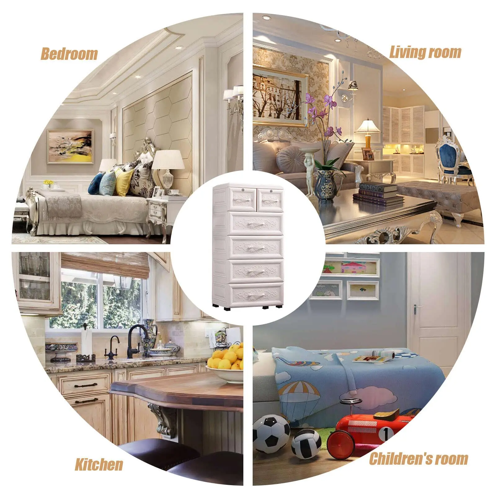 Отдельно стоящий органайзер для хранения, 5-уровневый пластиковый напольный шкаф, высокий шкаф для хранения с 6 ящиками, регулируемые полки, большой C