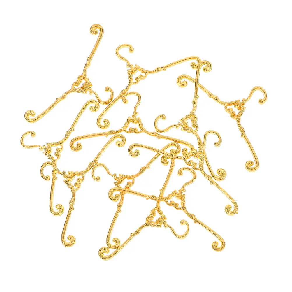 

48Pcs Metal Mini Clothes Hangers Retro Style Dollhouse Display Stand for Organized Miniature Clothing Storage Gown Hangers