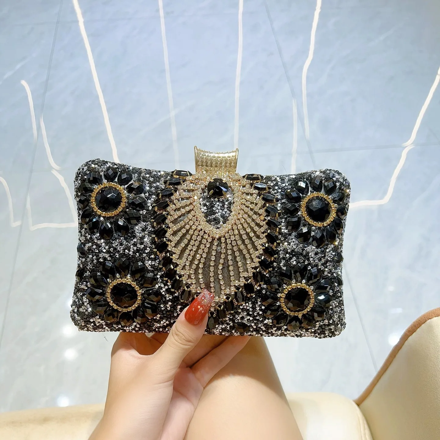 

Diamond Encrusted Evening Clutch Bag Women's Dr Bag Handbag Ball Gown Purse American Retro Sle Small Square Bag for Youth