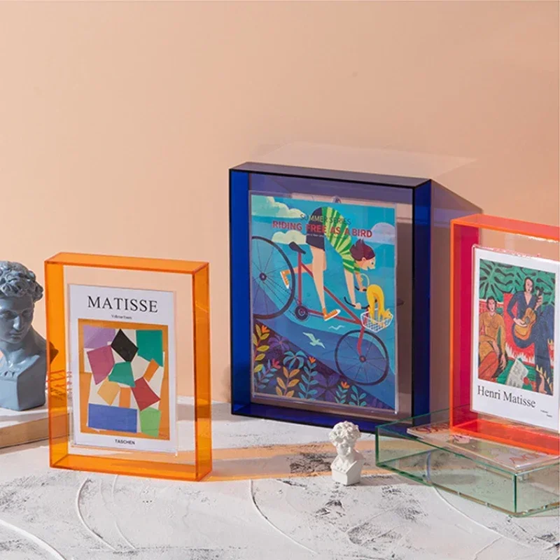 Colored Acrylic Photo Frame Double-sided Transparent Creative Framework Poster for School Corridors Bedroom Wall Decoration