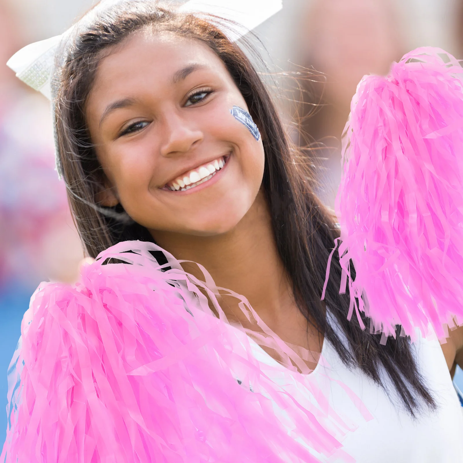 12 Pcs Cheerleading Bouquet Spirit Fun Poms Pink Metal Cheerleader Hand Flowers Performance Adornment Dance Child