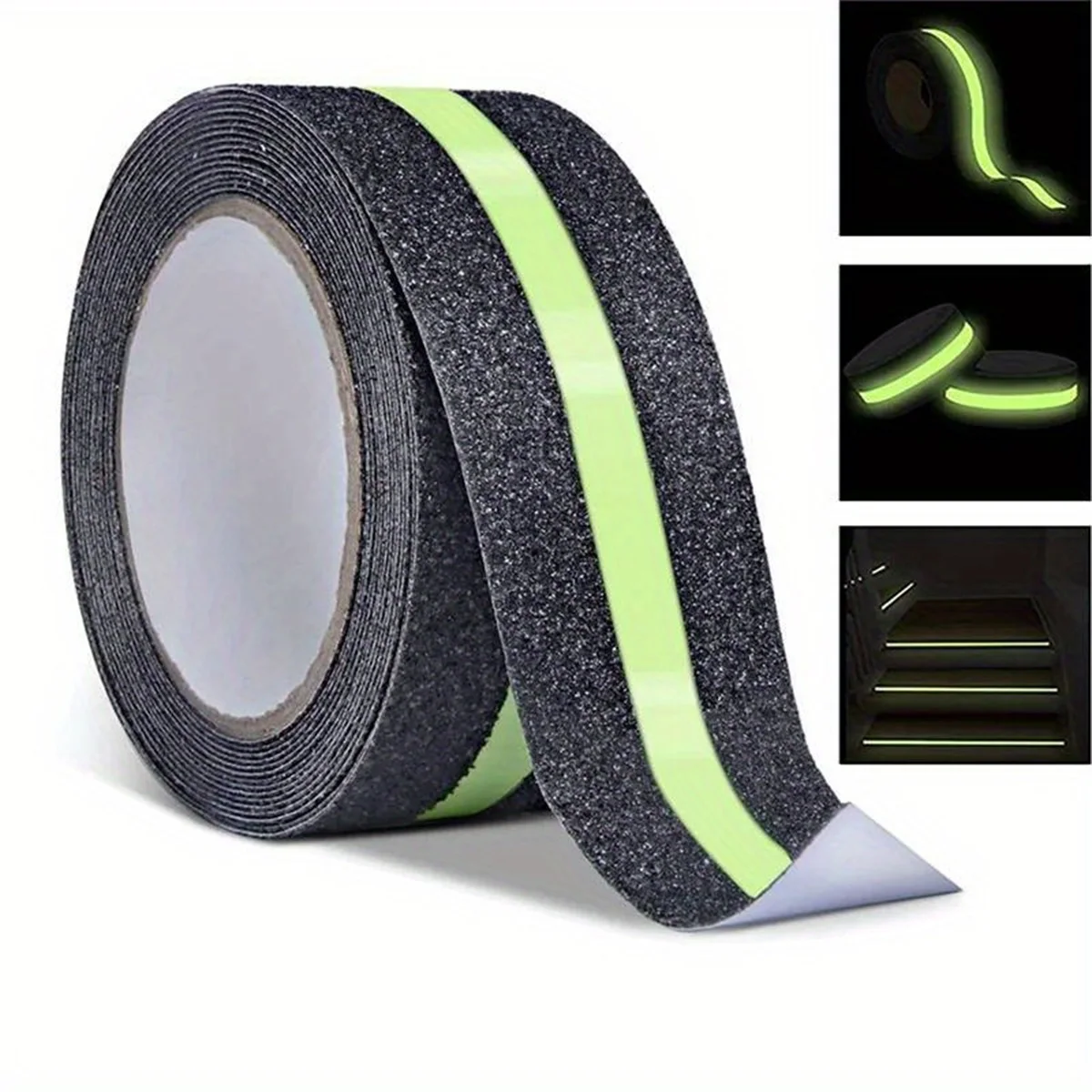 Anti Slip Traction Tape Glow in Dark Green Stripe Friction Abrasive Adhesive Non Skid Tape For Stair Tread Step Indoor Outdoor