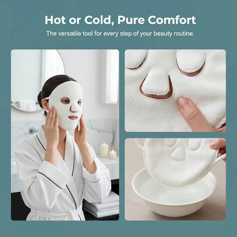 Reusable Hot & Cold Compress Face Mask Towel Soft Gentle for Sensitive Skin Home Skincare Puffiness Relief