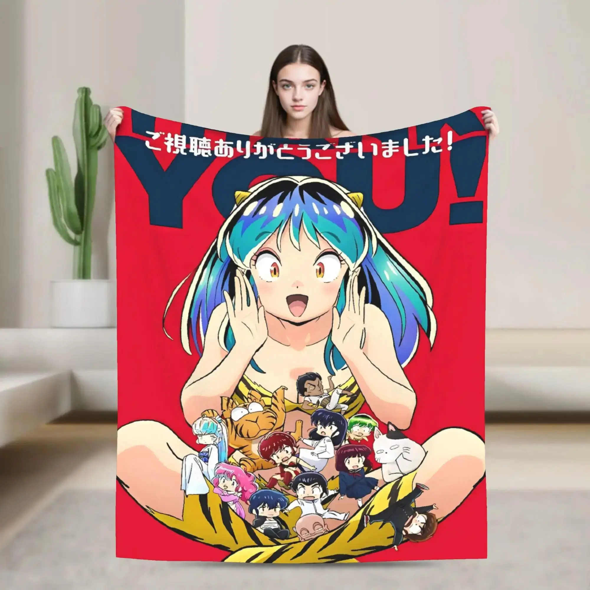 

Goth Lum Urusei Yatsura Flannel Blanket Soft Throw for Home Decor Travel Sofa Bed Cover
