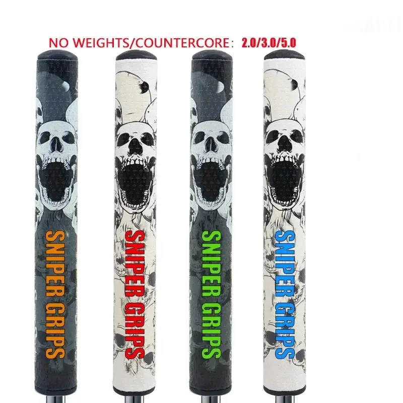 New Colors Golf Putter Grips Skull 2.0/3.0/5.0 No Counterweight Grips Print Golf Club Putter Grip PU Non-slip Wear-resistant