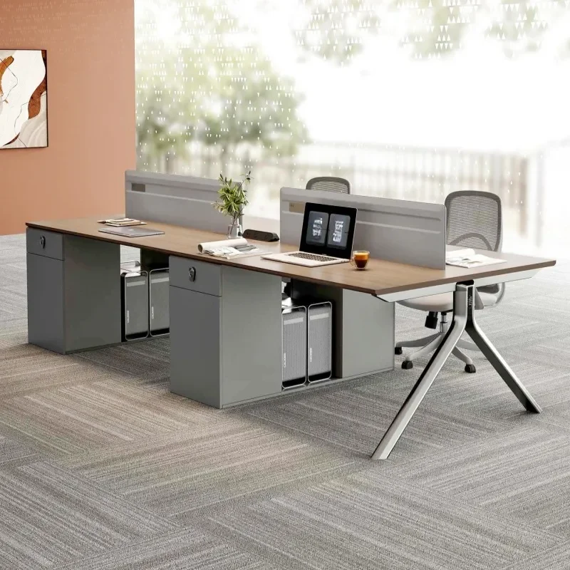 Modern Multi Person Office Desk with Screen Partition Staff Workstation Computer Table and Chair Set Simple Design for