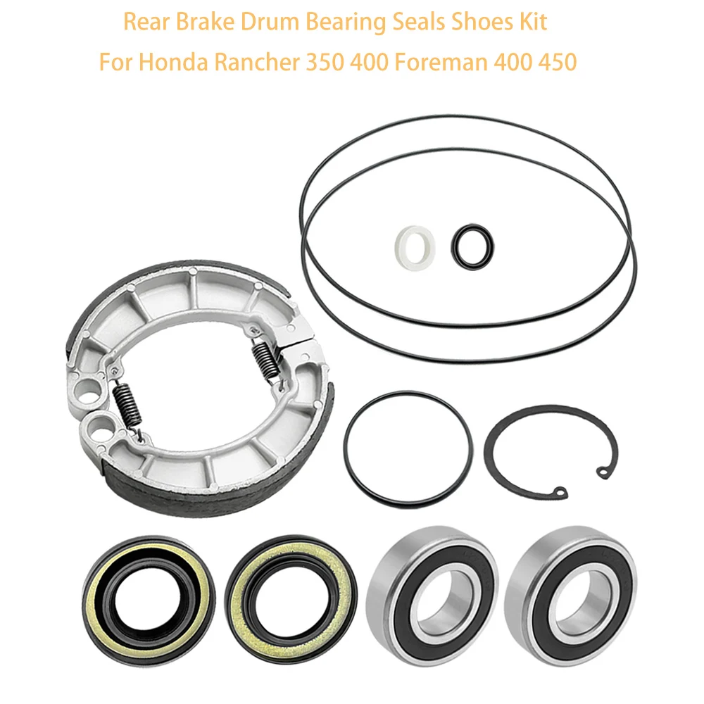 MATI Rear Brake Drum Bearing Seals Shoes Kit for Honda Rancher 350 400 Foreman 400 450