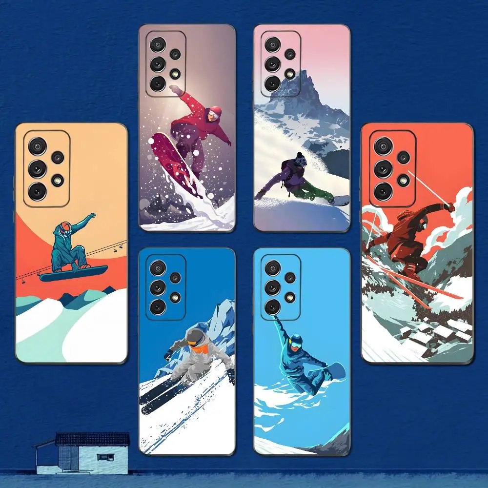 

Cartoon Art Snowboarding Phone Case For Samsung S22,S21,S20,S10,S9,S25,S24,S23,Ultra,FE,Plus,Lite,Soft Silicone Black Cover
