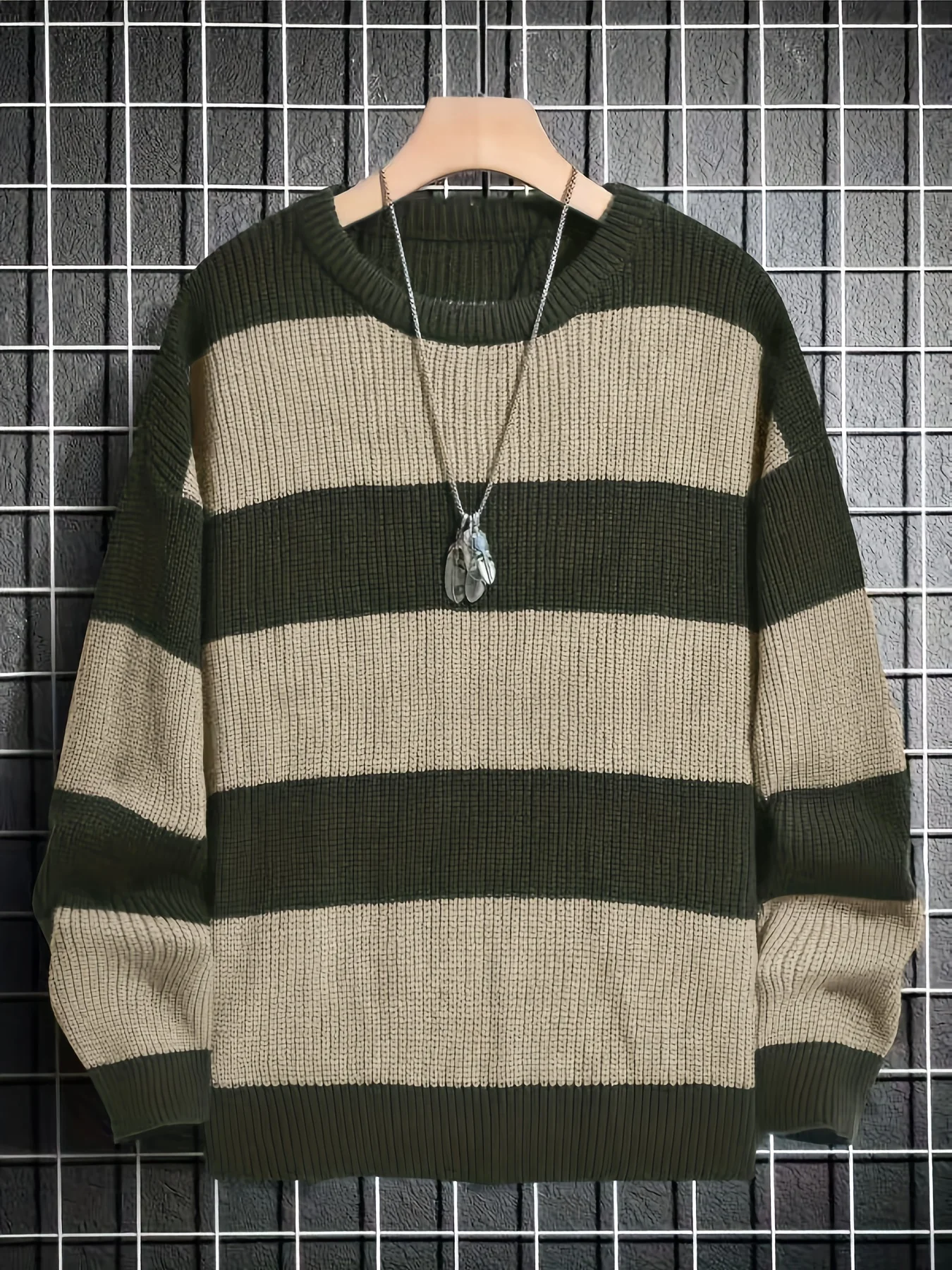 

Plus Size Women Oversized Striped Sweater Crew Neck Long Sleeve Loose Casual Ribbed Knit Top Baggy Retro Autumn Winter Pullover