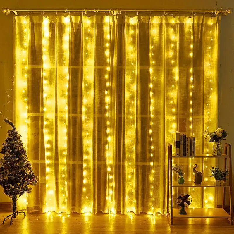 Navidad USB Curtain LED String Lights 2024 Christmas Tree Decor Lamp Decor for Party,Wedding, Fairy Christmas Garland Lights