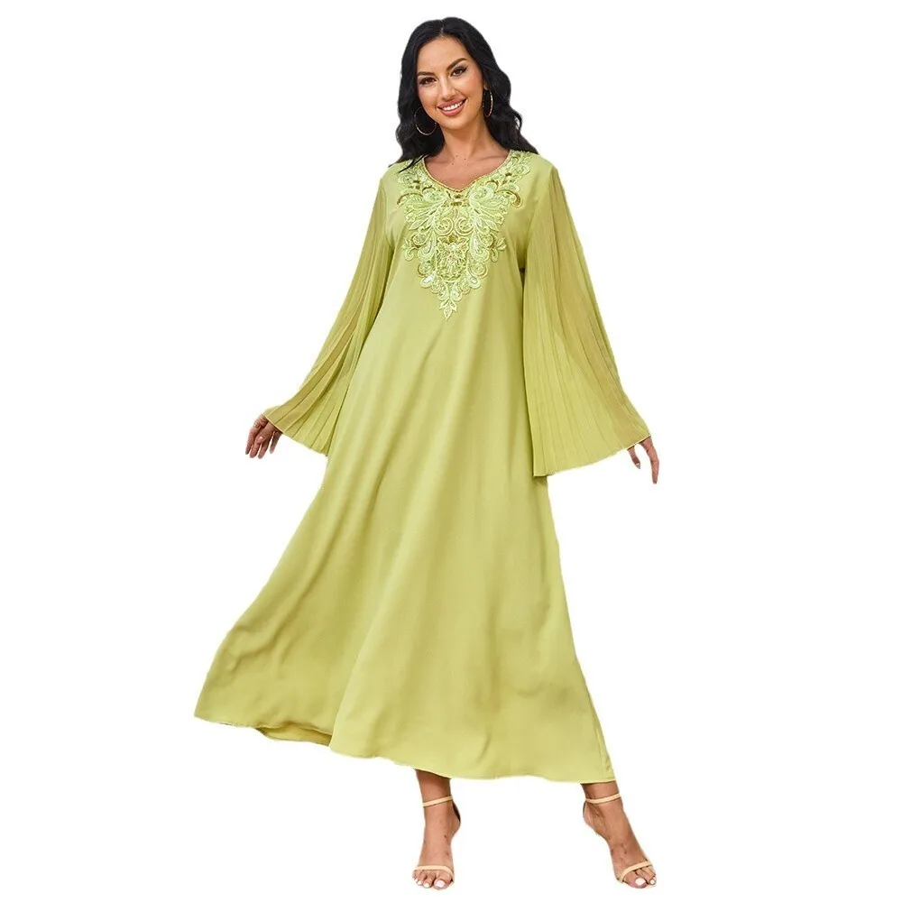 Dubai fábrica robe roupas femininas novo elegante conjunto de diamantes abaya vestido muçulmano