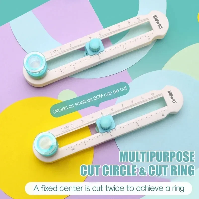 360° Rotating Handheld Circular Cutting Tool with Adjustable Blue Knob, Easy to Use Multi-Functional Cutting Device for Office