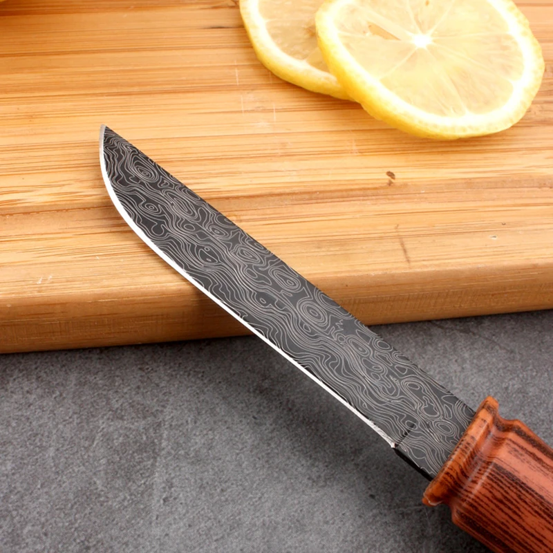 Kitchen Utility Knife Damascus Pattern Paring Knife Boning Meat Cleaver Barbecue Cutting Fishing Knife Cooking Tools