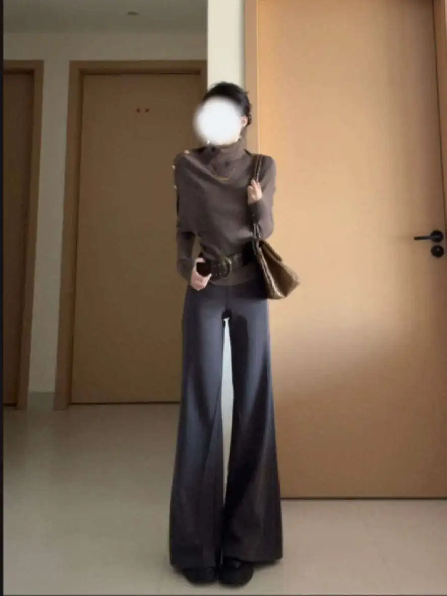 

Korean Style High Collar Cowl Neck Knitwear Sweater Women's Autumn Winter Fashion Unique Beautiful Layering Two-Piece Set