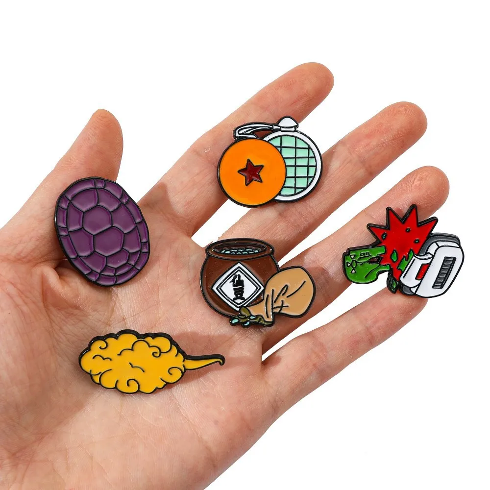 5PCS Dragon Ball Pins Badges Anime Derivatives Pendant Manga Peripheral Brooches for Bag Backpack Clothing Lapel ACG Cosplay Toy