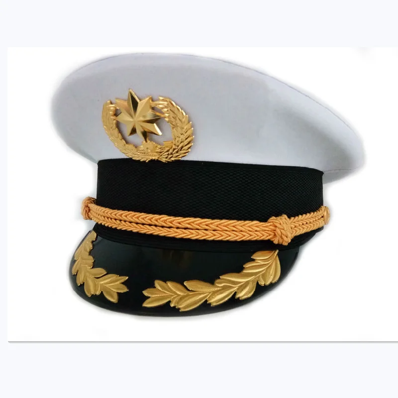 Cotton Adjustable White Decorative Hat Skipper  Sailors Navy Captain Military Cap Adult Unisex Event & Party Fancy Dress Hats