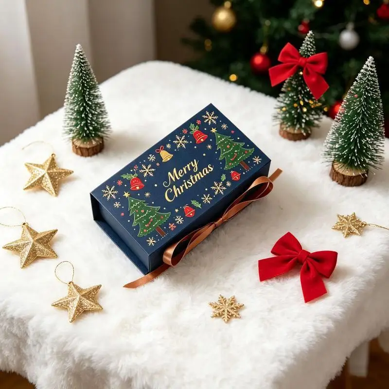 10Pcs Christmas Gift Box Set With Ribbon Christmas Tree Snowflake Packaging Box For Holiday Small Gift Box