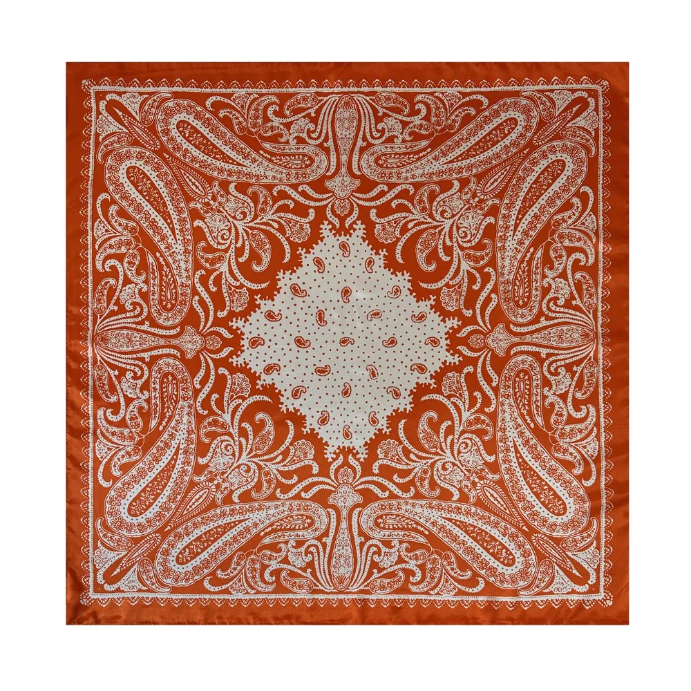 New Paisley Printed Satin Square Scarf Silk Feeling Satin Finish Head Wrap Scarf Soft Texture Neckerchief Women Daily Styling