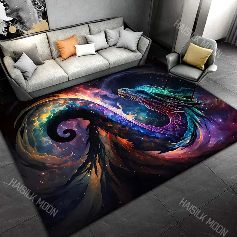 Colorful cosmic swirling dragon Print Carpet Rug for Living Room Bedroom Sofa Doormat Home Decor Non-slip Floor Mat
