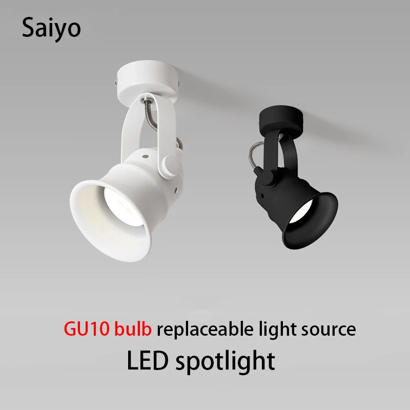 Led Spotlight GU10 Bulb Replaceable Spot Light Surface Mounted Ceiling Lamp Retro Rail COB Clothing Store Track Lighting Fixture