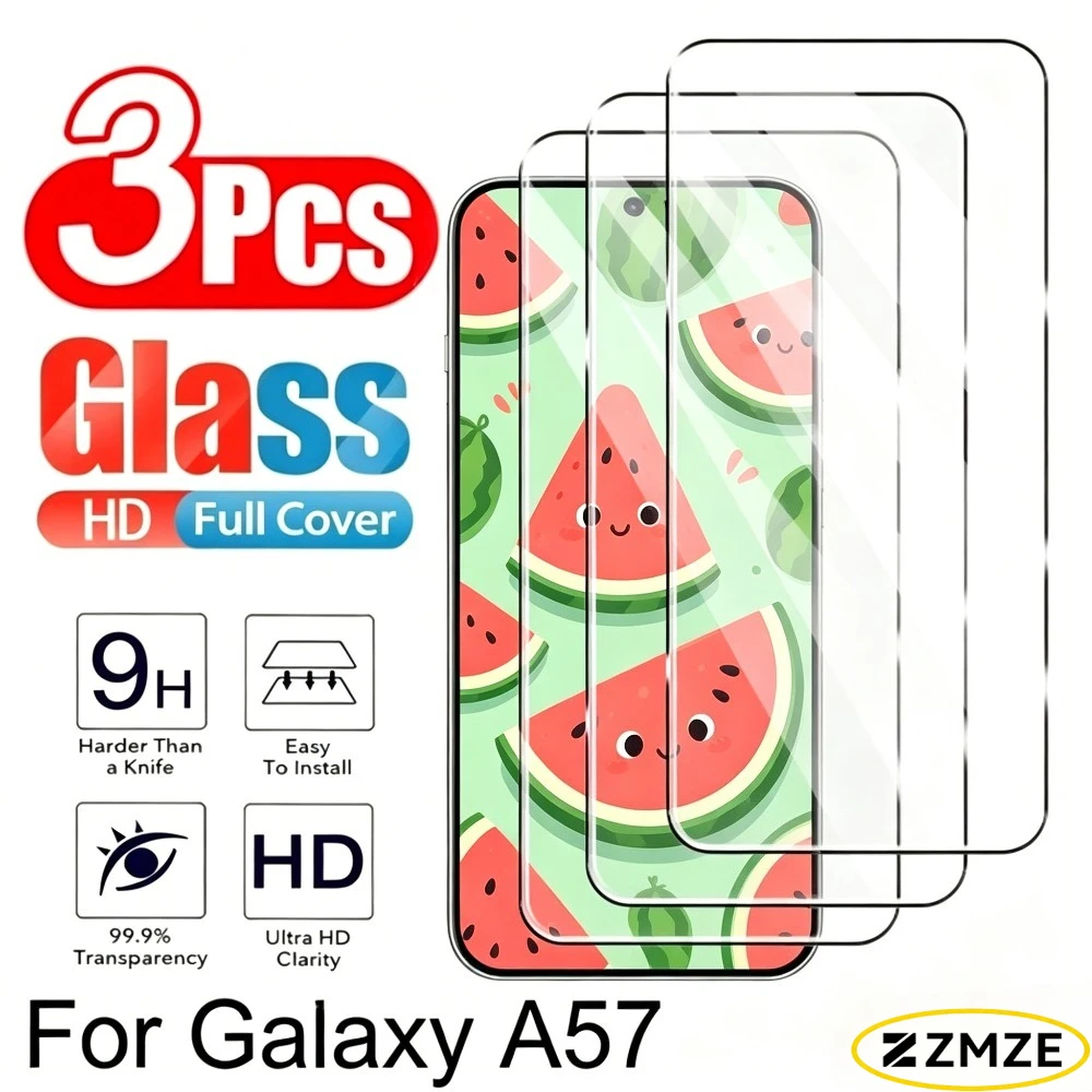 3Pcs High Clear Screen Protector for Galaxy A57 A56 A55 A37 A36 A35 A33 Tempered Glass for Samsung A26 A25 A23 A17 A16 A15 A07