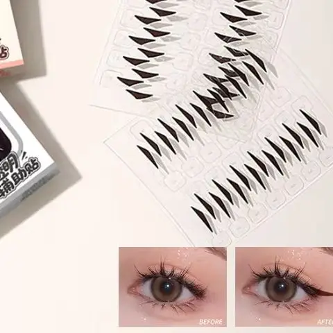 140 個の防水アイライナースタンプステッカー、ハンドル付き、ワンスティック成形、使いやすい、防水、汗に強い眉毛スタンプ