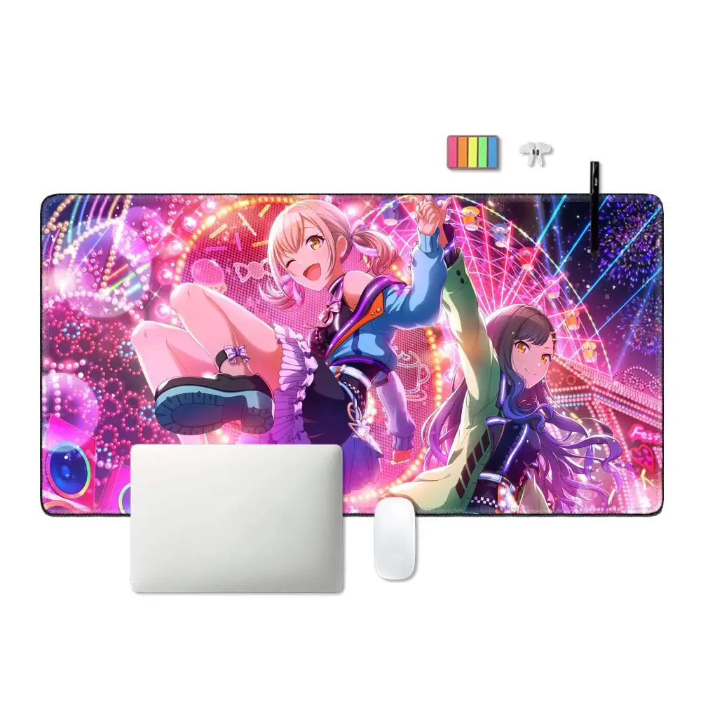 PJSK Project Sekai سلك نوم ملون للمسرح عند 25:00 XXL لوحة ماوس كبيرة للكمبيوتر المحمول لوحة مفاتيح غير قابلة للانزلاق حصيرة مكتبية لوحة ماوس