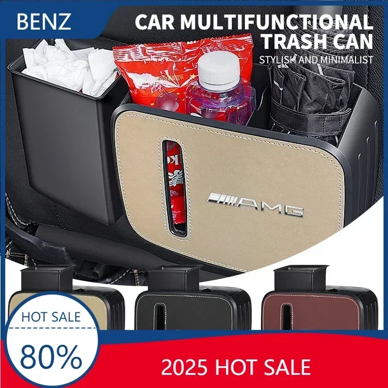 

For Benz GLC GLK Car Interior Storage Case Trash Bin Push Can Mini Garbage Box Door Seat For Mercedes Benz AMG C S-Class W212 W2