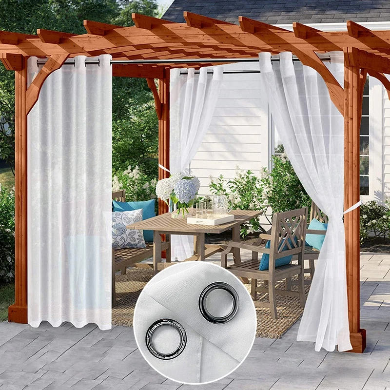 Outdoor Curtain Waterproof Screening Voile Sheer Drapes Windproof Garden Gazebo Porch Rideau Garden Gazebo Porch Sheer Curtains
