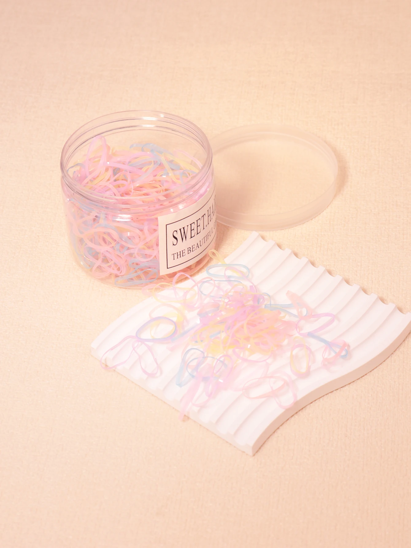 

500pcs color transparent rubber band disposable elastic ponytail fixed leather band hair styling tool Special for real hair wigs