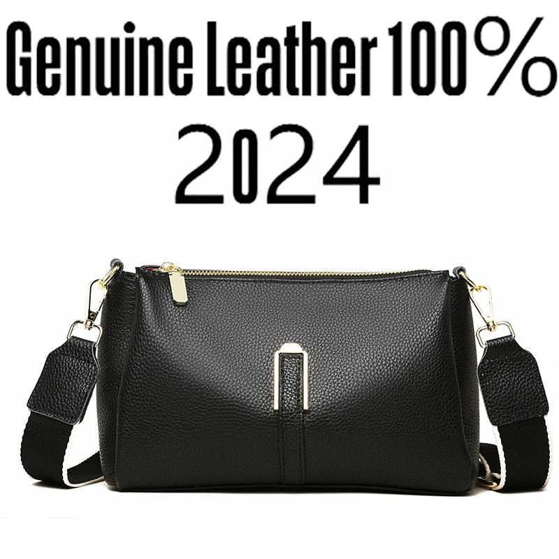 100% Genuine Leather Women\'s Bag Handbag 2024 Luxury Cow Leather Women Shoulder Crossbody Bag Fashion Female Messenger Phone Bag