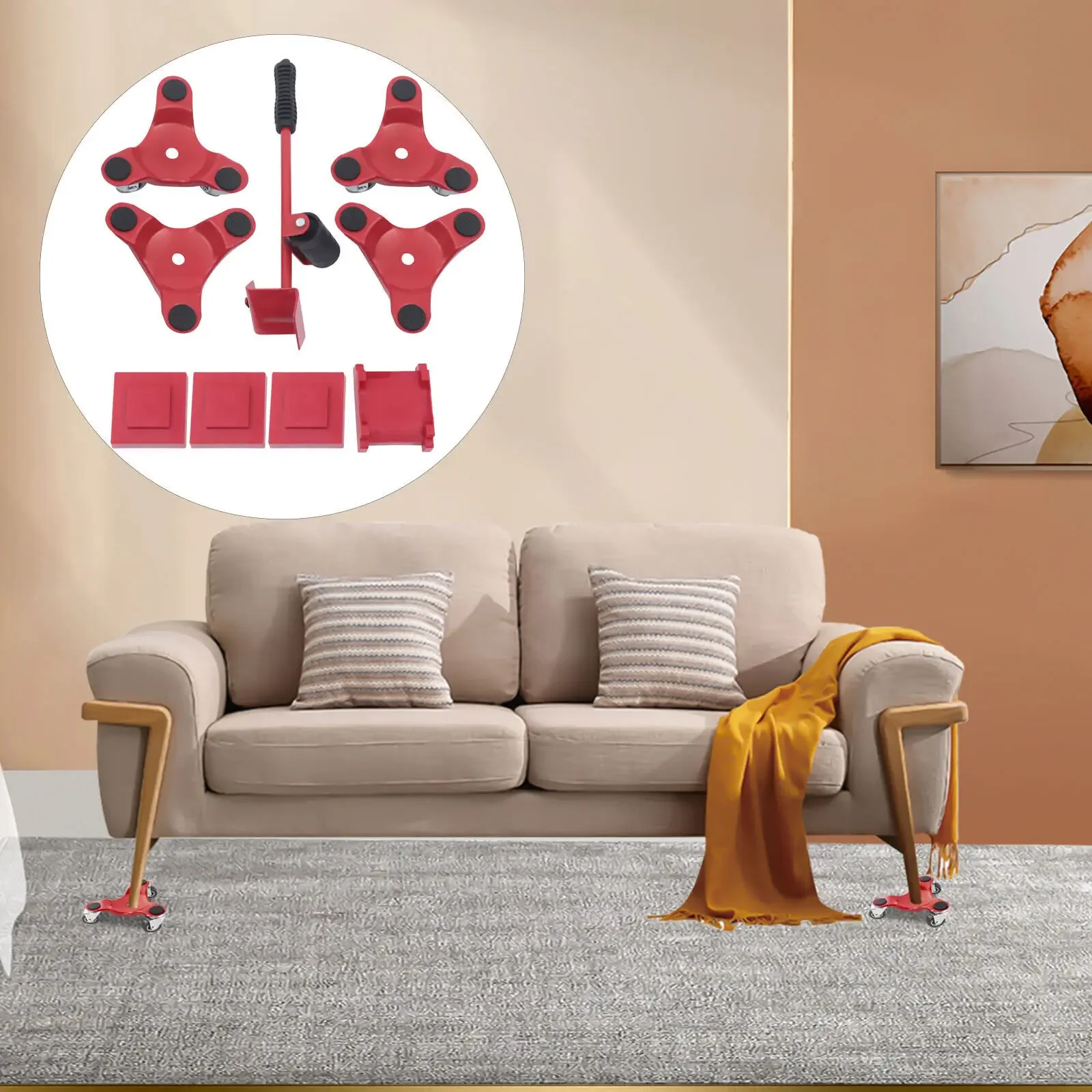 4Pcs Moving Tri-Dolly Set & Lifter – 12 Wheels Heavy Duty Furniture Mover