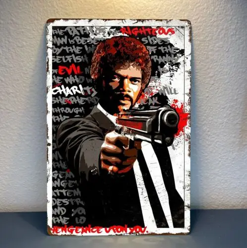 1p，Pulp Fiction Samuel L. Jackson Movie Metal Poster Tin Sign 20x30cm