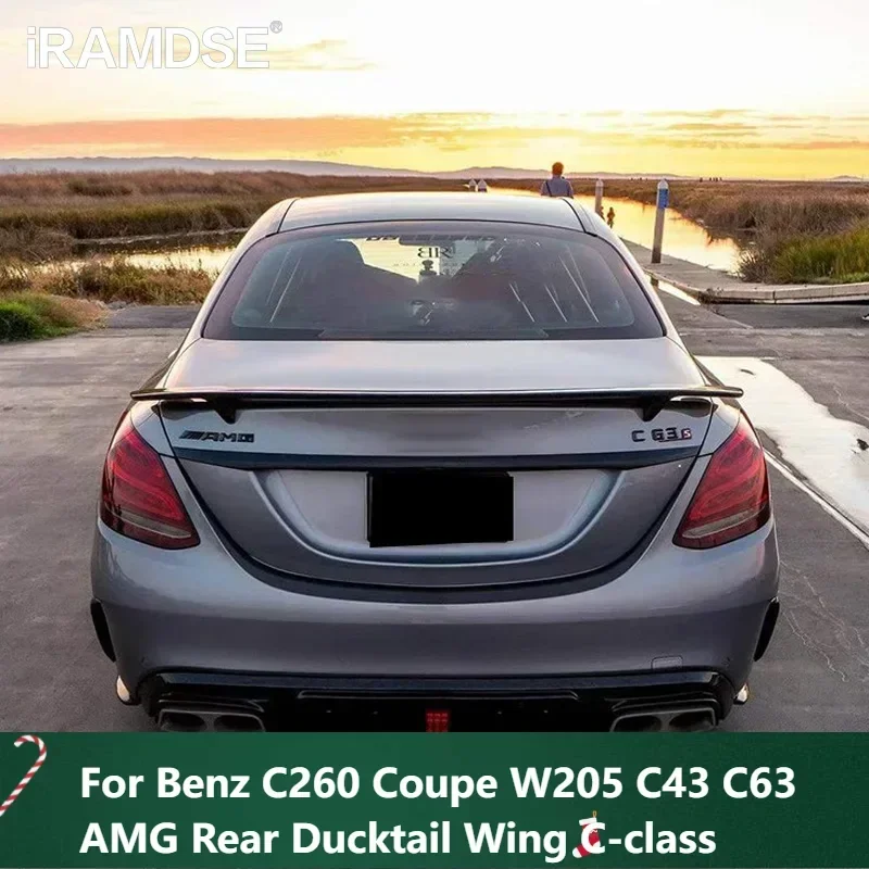 

New！ Carbon Spoiler for Benz C260 Coupe W205 C43 C63 AMG Rear Ducktail Wing C-class 4 2 Door Trunk Type RT Accessories