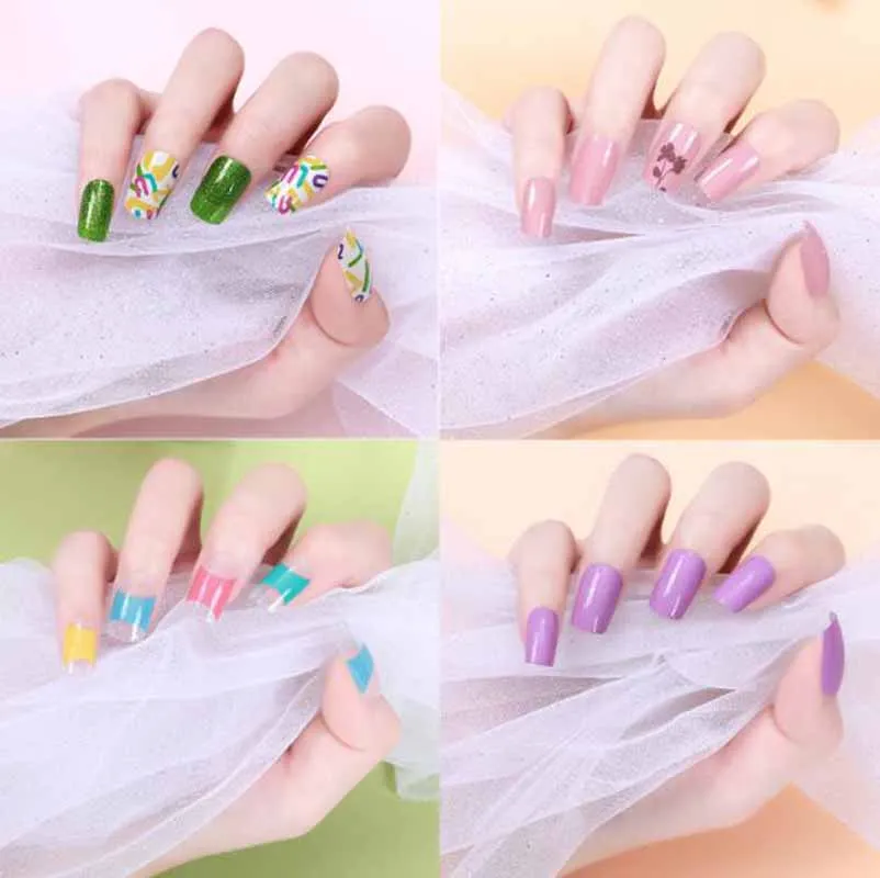 

Fashion Nail Stickers Waterproof Lasting Adhesive Full Cover Fake Nail Decals Nail Art Manicures Decorations Drop Ship Nail Arts