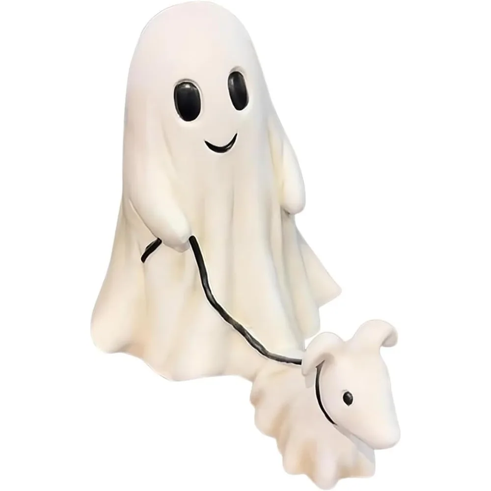 

Halloween Walking Dog Statue - Spooky Dog Figurine, Indoor Decor, Ghost Walking His Dog