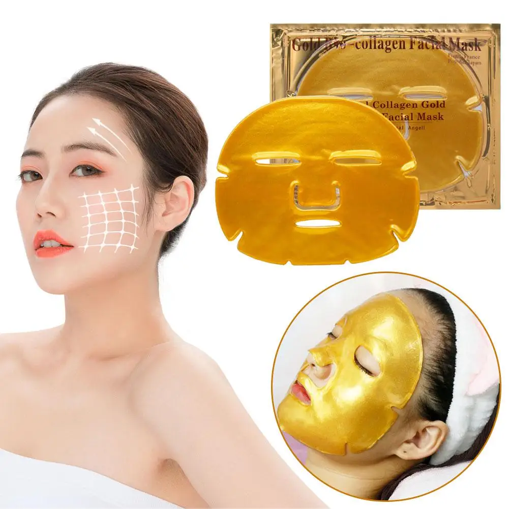 1 buah masker wajah Bio Collagen emas SPA Kristal Kolagen 24k Gold kecantikan antikeriput pemutih lembar pelembab untuk F Y6H7